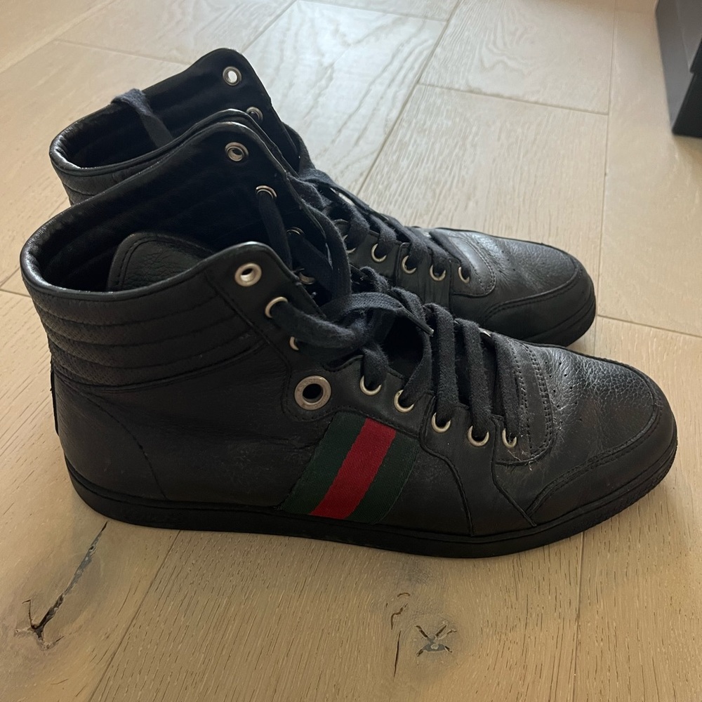 Men’s Gucci 821225 Black Leather Hightop 9.5